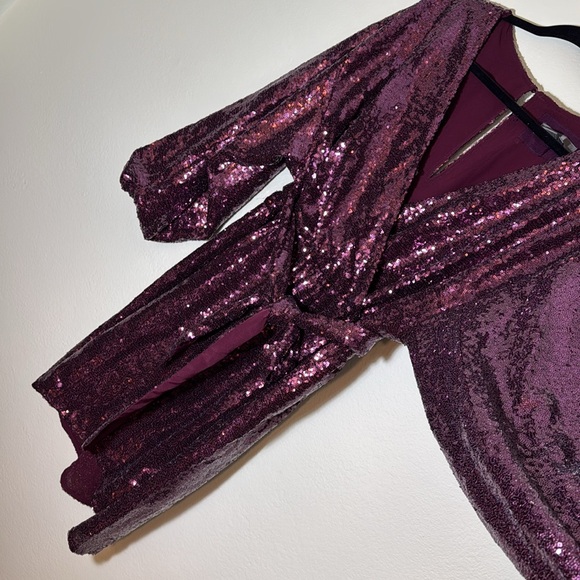 Anthropologie Lisabette Sequined Mini Dress Purple L - Picture 10 of 13